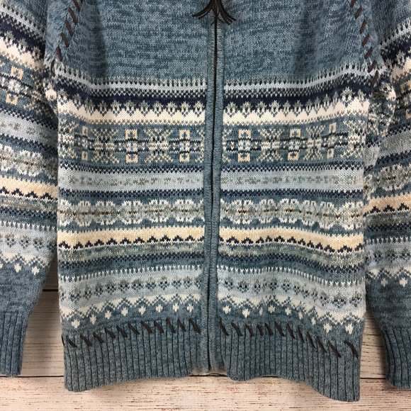 Classic Elements Fair Isle Cardigan Sweater Zip Up - Picture 3 of 11